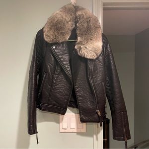 TOPSHOP fur leather jacket